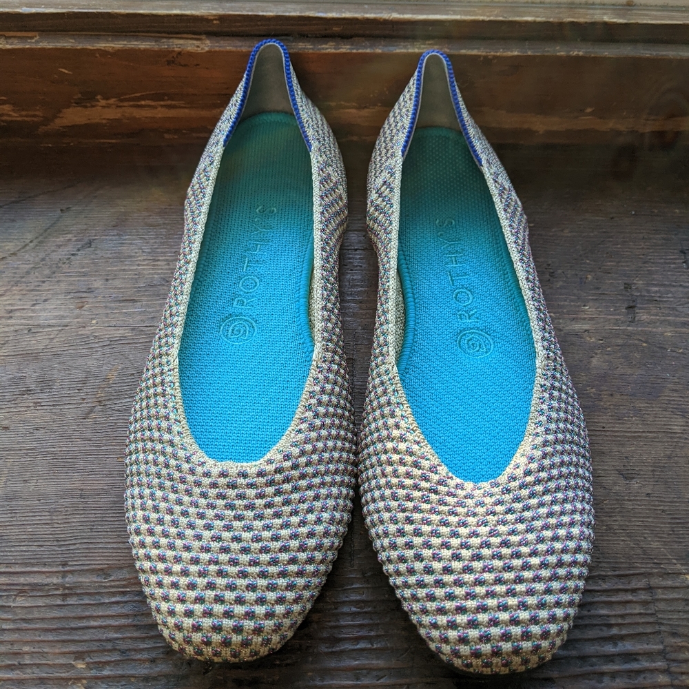 Rothy's The Square Neutral Metallic Size 8.5 Retired Color